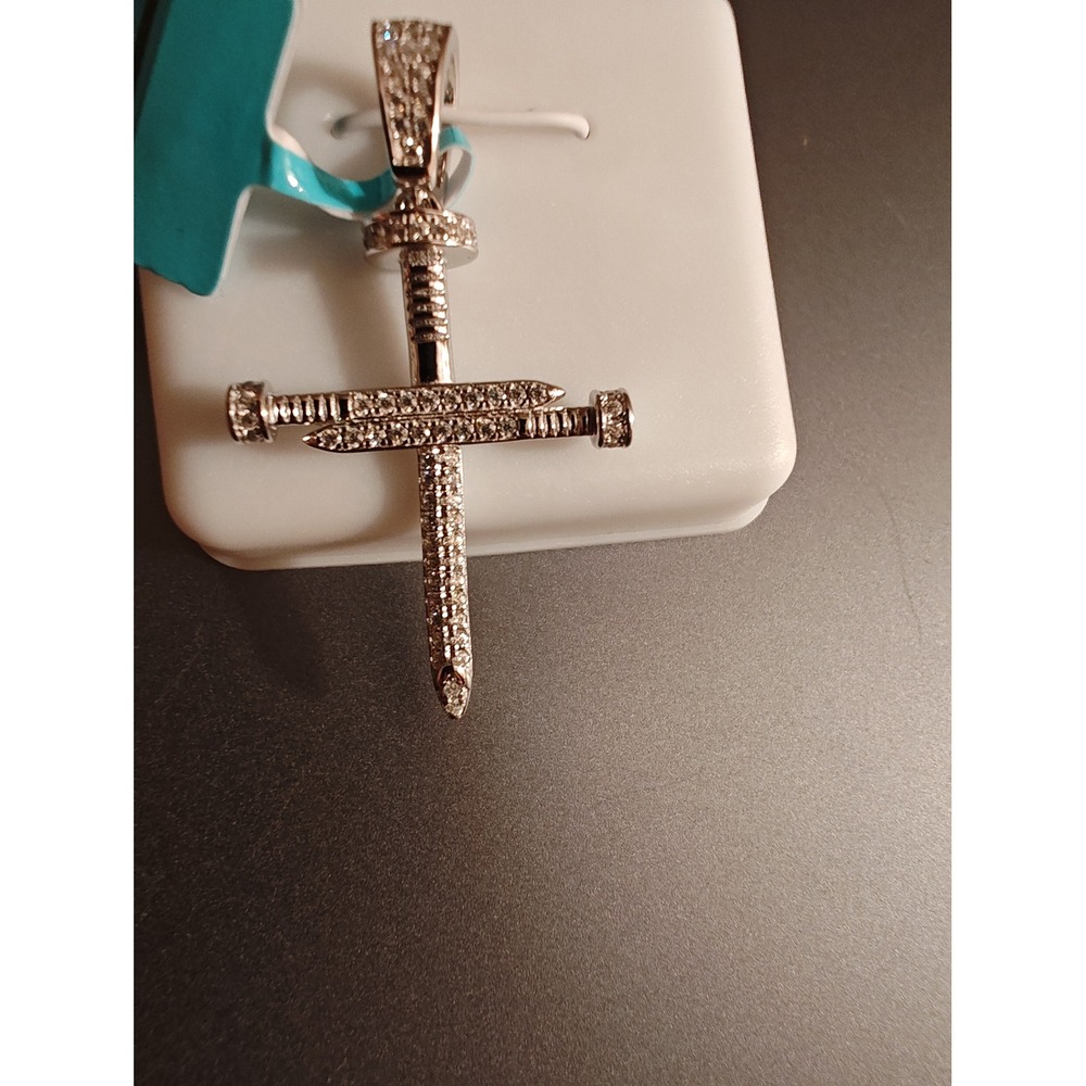 Pendant Nail Cross 925 Sterling Silver Moissanite 0.36 CTW Iced Out - Picture 5 of 8